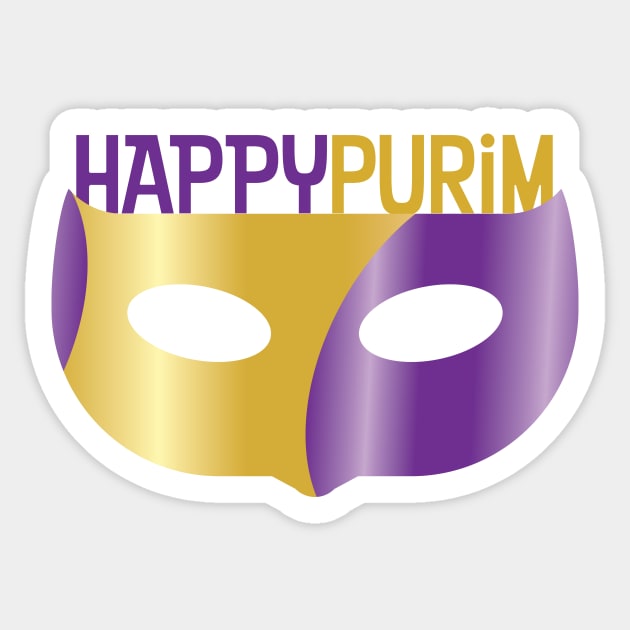 Purple Gold Happy Purim and mask Sticker by sigdesign